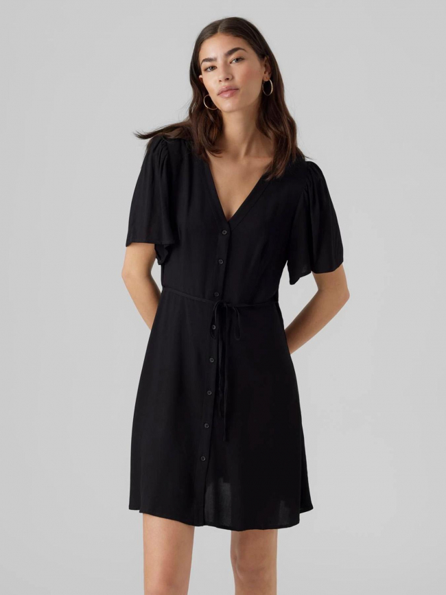 Robe courte boutonnée alba noir femme - Only