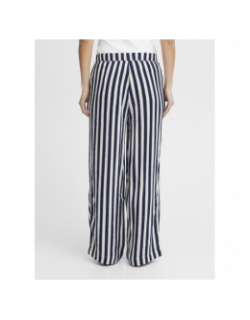 Pantalon fluide rayé marrakech bleu marine femme - Ichi