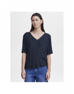 T-shirt col v marrakech bleu marine femme - Ichi