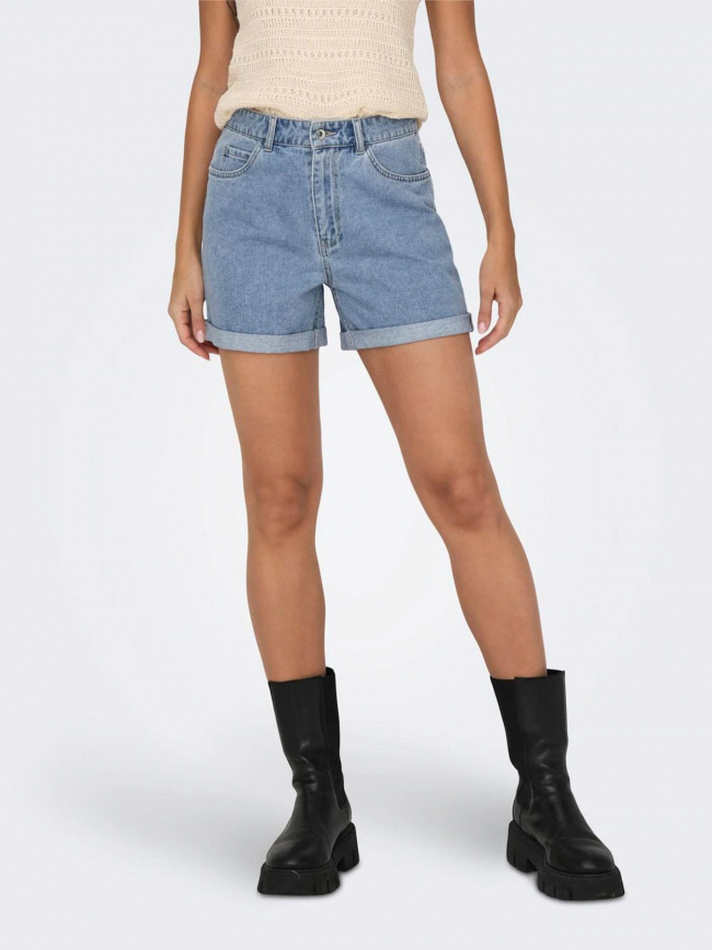 Short mom taille haute vega bleu clair femme - Only