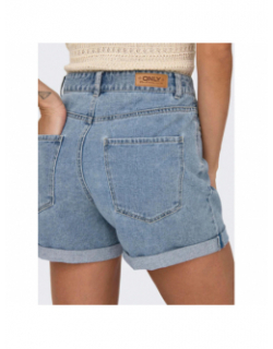 Short mom taille haute vega bleu clair femme - Only