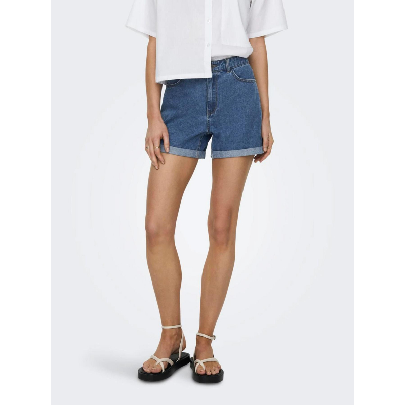 Short en jean mom taille haute vega bleu femme - Only