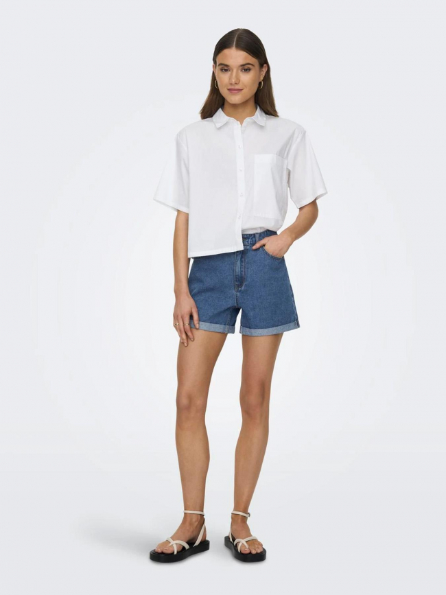 Short en jean mom taille haute vega bleu femme - Only