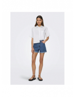 Short en jean mom taille haute vega bleu femme - Only