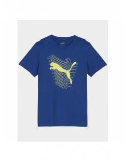 T-shirt graf cat bleu jaune enfant - Puma