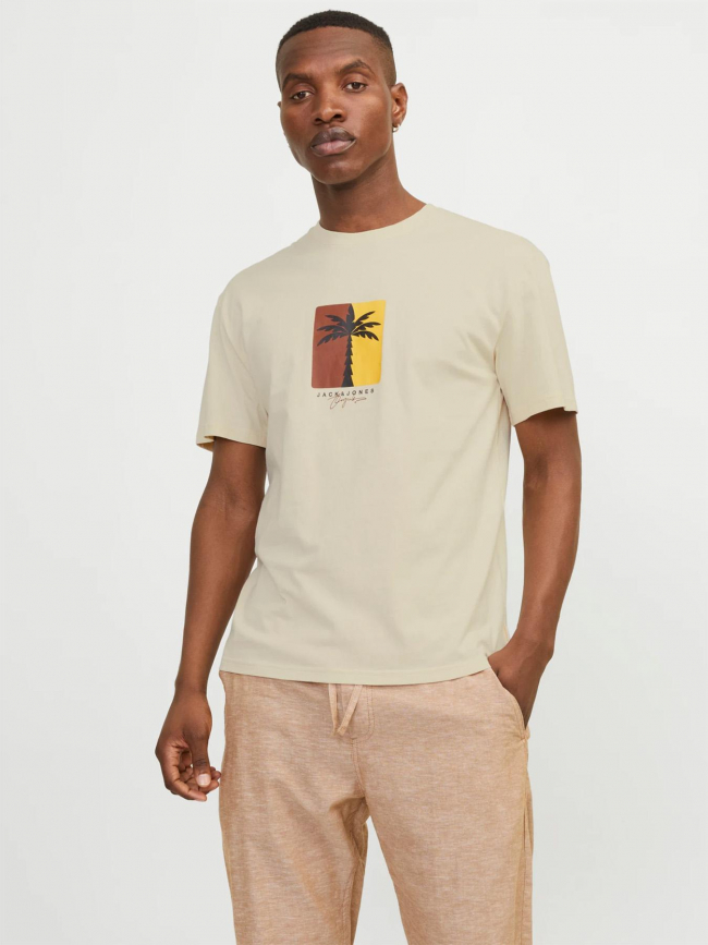 T-shirt marbella branding beige homme - Jack & Jones