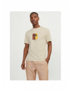 T-shirt marbella branding beige homme - Jack & Jones