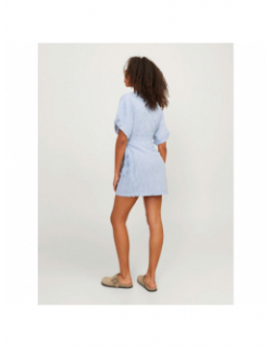 Robe portefeuille rayée raya en lin bleu femme - Jjxx