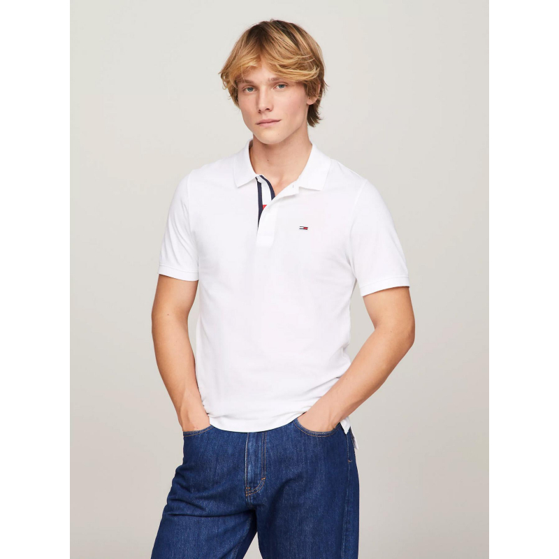 Polo uni slim blanc homme - Tommy Jeans