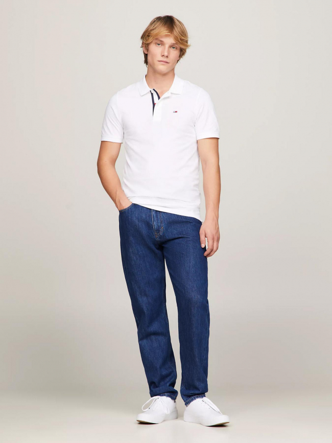 Polo uni slim blanc homme - Tommy Jeans