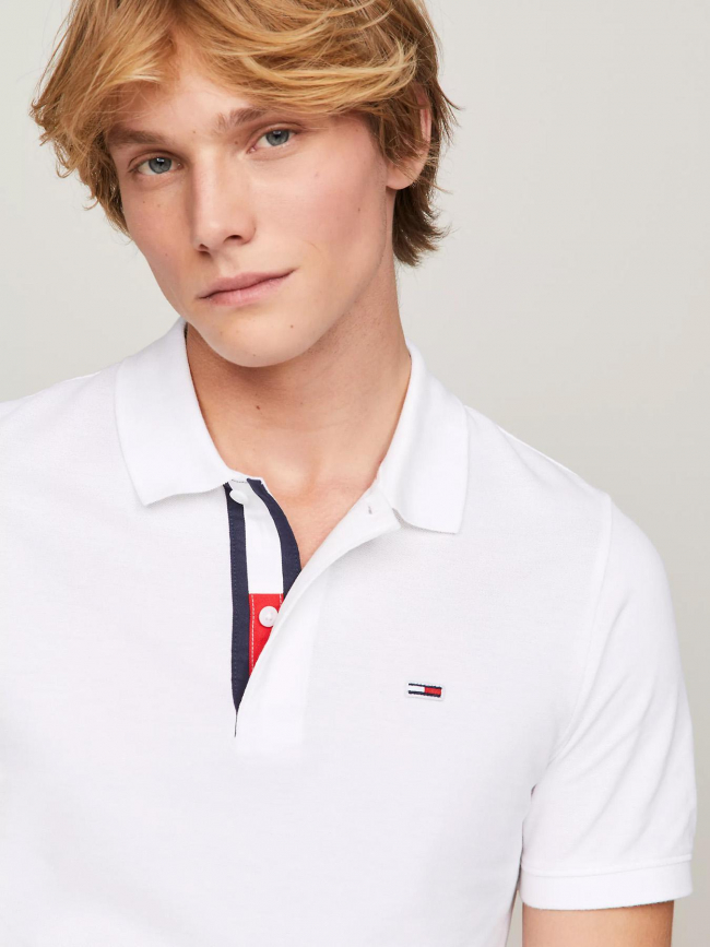 Polo uni slim blanc homme - Tommy Jeans