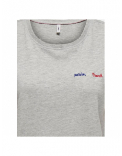 T-shirt pardon my french cilla gris chiné femme - Only