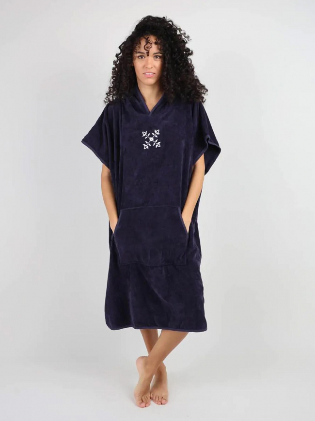 Poncho de plage uni brodé bleu marine - Oxbow