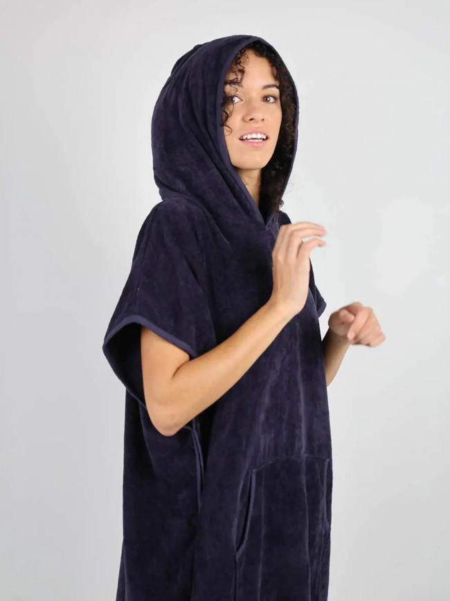Poncho de plage uni brodé bleu marine - Oxbow
