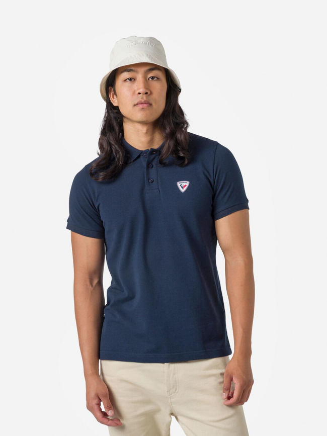 Polo uni logo bleu marine homme - Rossignol