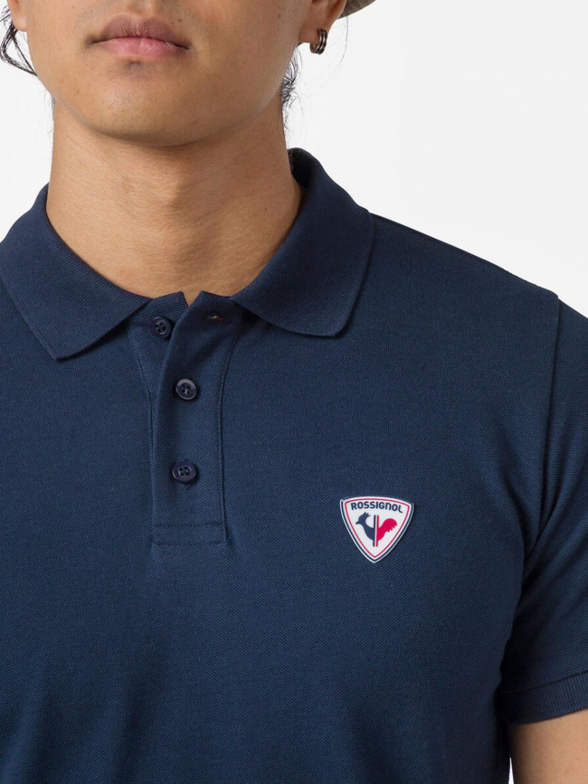 Polo uni logo bleu marine homme - Rossignol