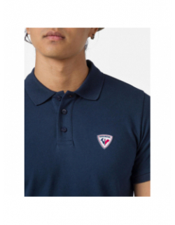 Polo uni logo bleu marine homme - Rossignol