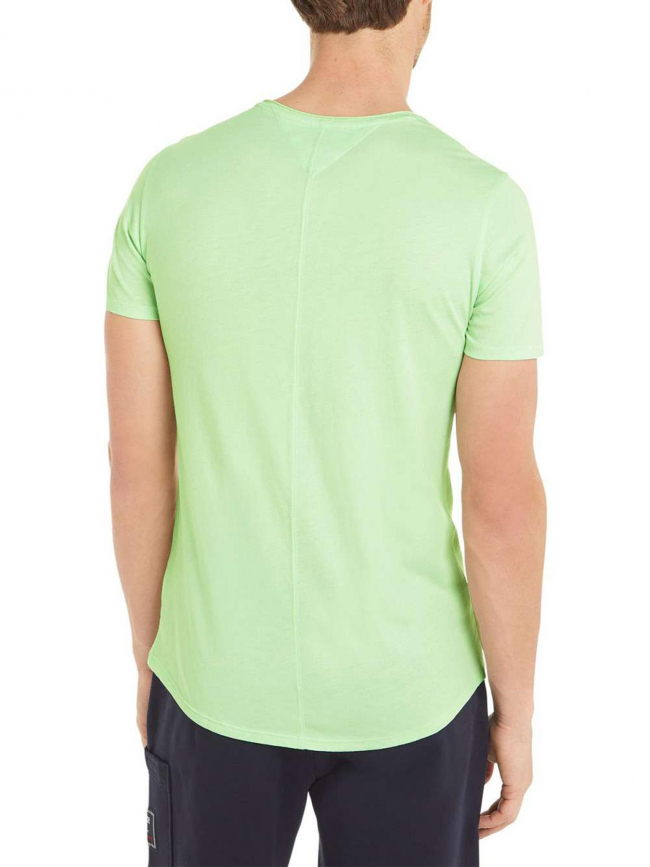 T-shirt uni slim jaspe vert homme - Tommy Jeans