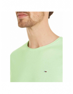 T-shirt uni slim jaspe vert homme - Tommy Jeans