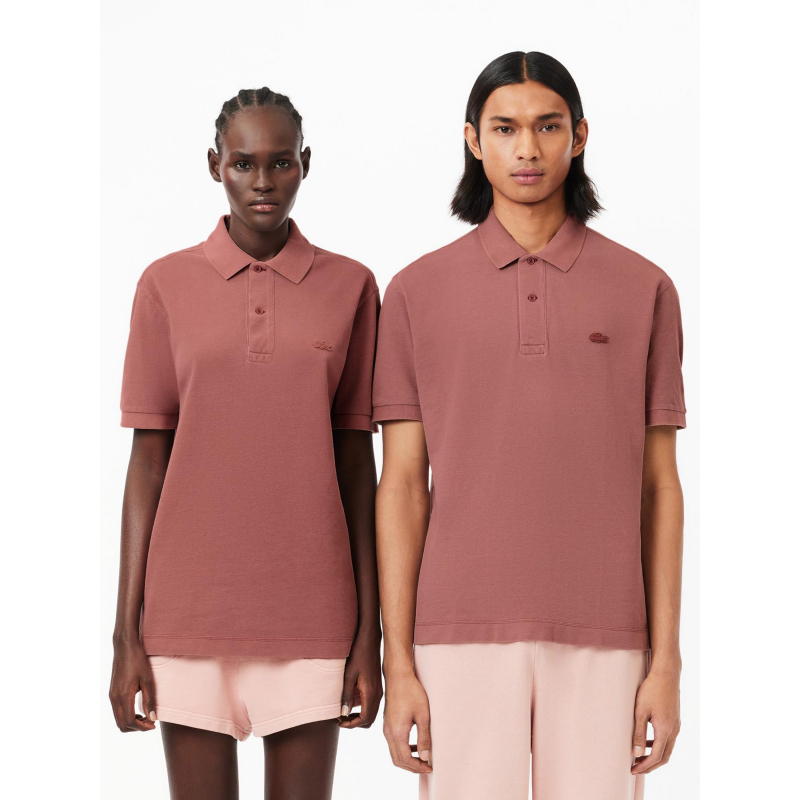 Polo uni logo vieux rose homme - Lacoste