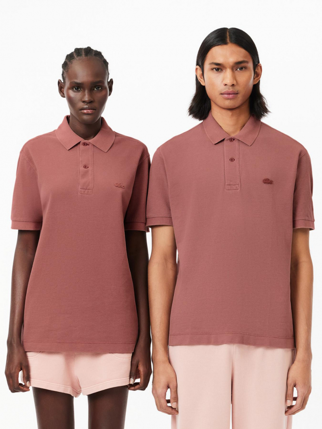 Polo uni logo vieux rose homme - Lacoste