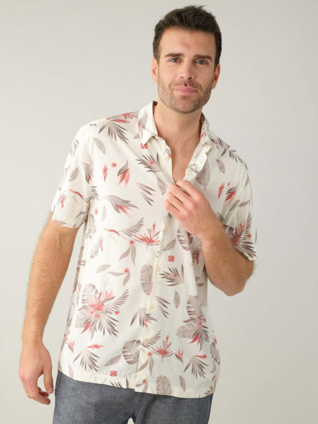 Chemise imprimée pearl blanc rose homme - Deeluxe