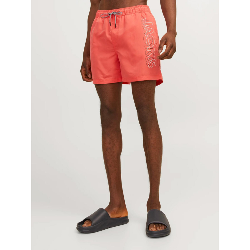 Short de bain fiji double logo orange corail homme - Jack & Jones