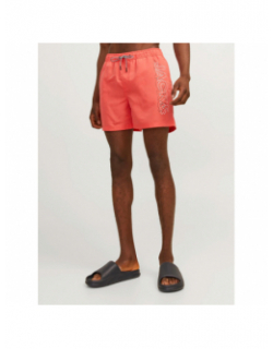 Short de bain fiji double logo orange corail homme - Jack & Jones