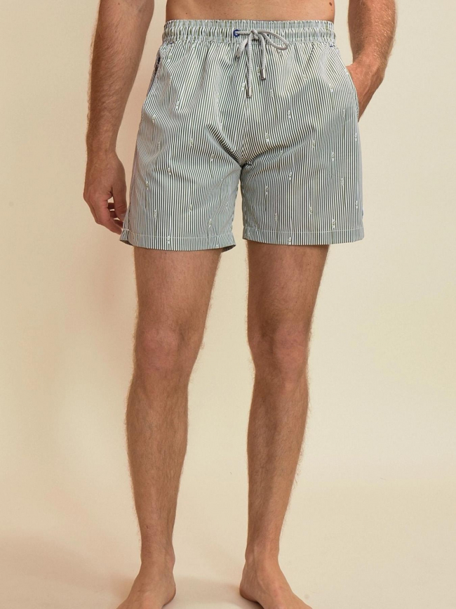 Short de bain rayé pearl kaki homme - Benson & Cherry