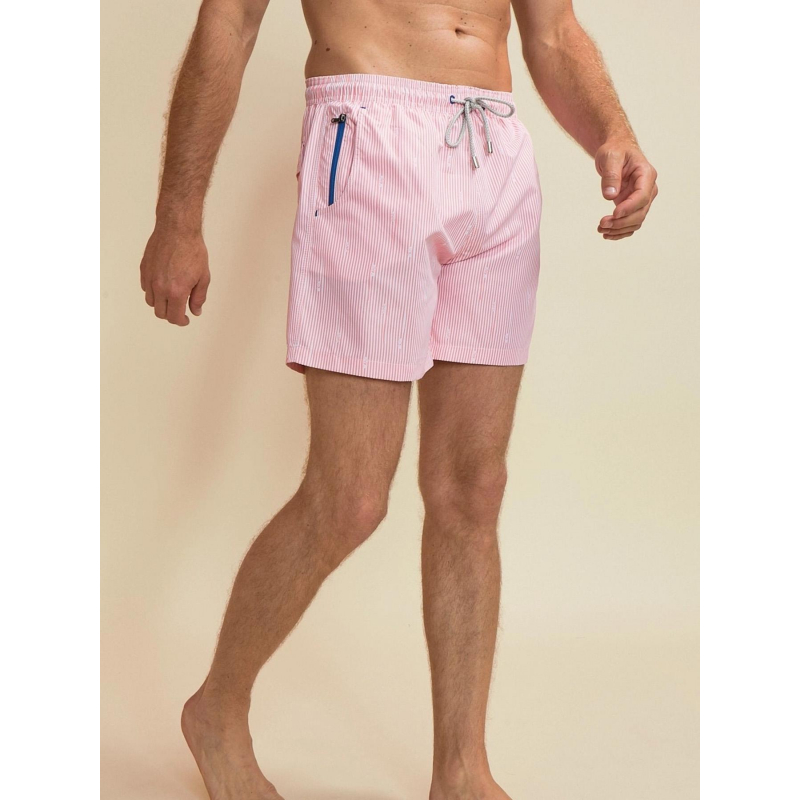 Short de bain rayé pearl rose homme - Benson & Cherry