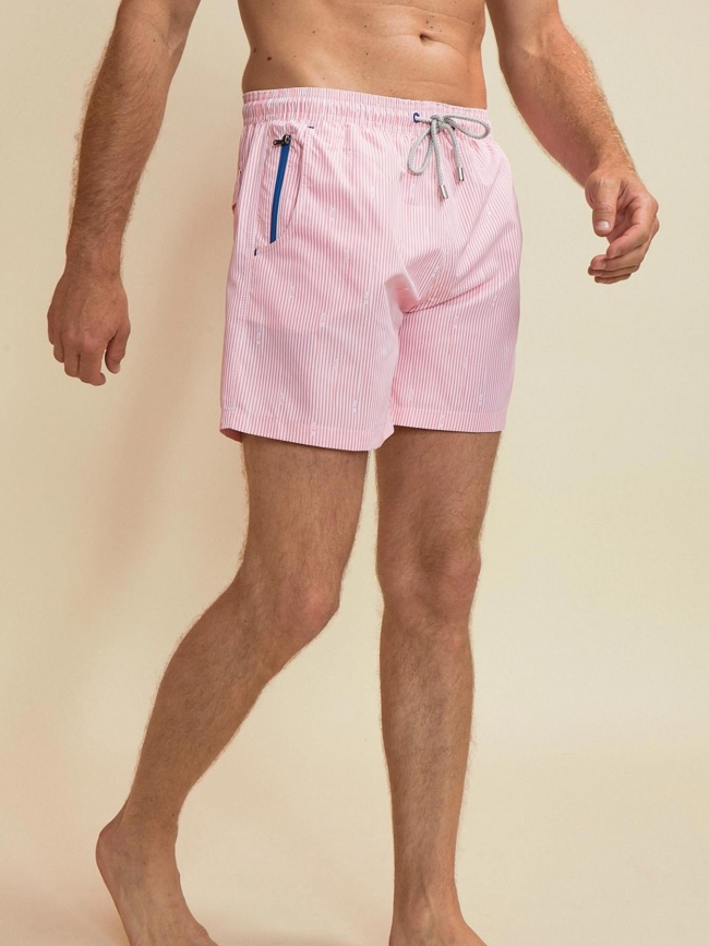 Short de bain rayé pearl rose homme - Benson & Cherry