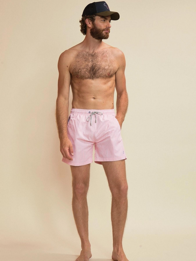 Short de bain rayé pearl rose homme - Benson & Cherry