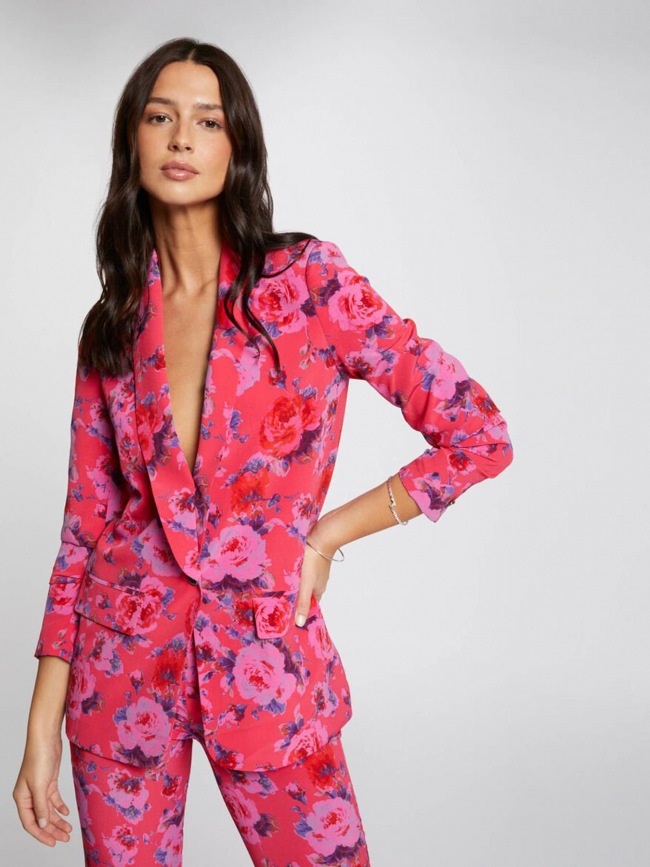 Veste blazer à fleurs volin rose femme - Morgan