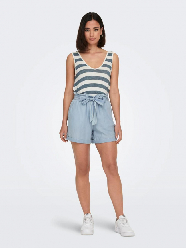 Short effet jean loose bea bleu clair femme - Only