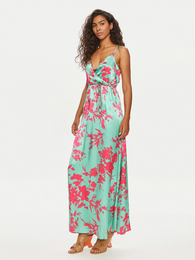 Robe longue salia satinée vert rose femme - Only