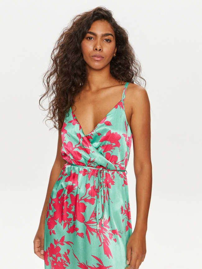 Robe longue salia satinée vert rose femme - Only