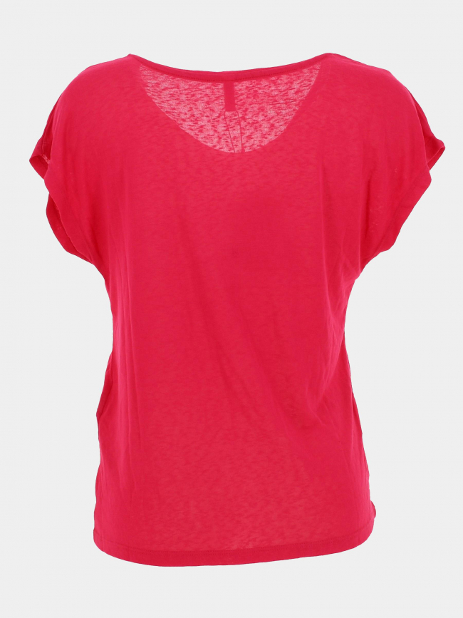 T-shirt col v belle coeur doré rouge rose femme - Only