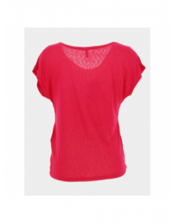 T-shirt col v belle coeur doré rouge rose femme - Only
