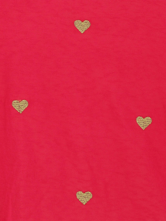 T-shirt col v belle coeur doré rouge rose femme - Only