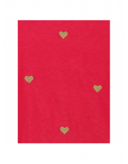T-shirt col v belle coeur doré rouge rose femme - Only