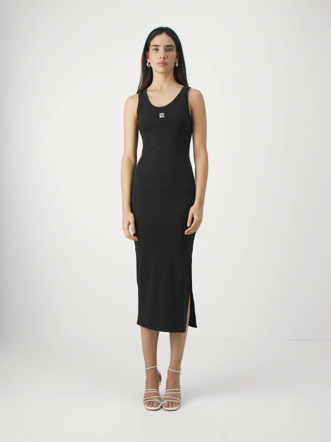 Robe mi-longue fendue nalimera noir femme - Hugo