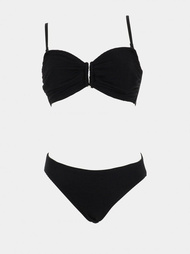 Maillot de bain 2 pièces ines côtelé noir femme - Lagon Bleu