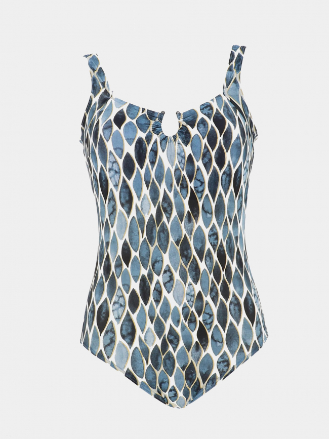 Maillot de bain 1 pièce imprimé nathalie bleu femme - Lagon Bleu