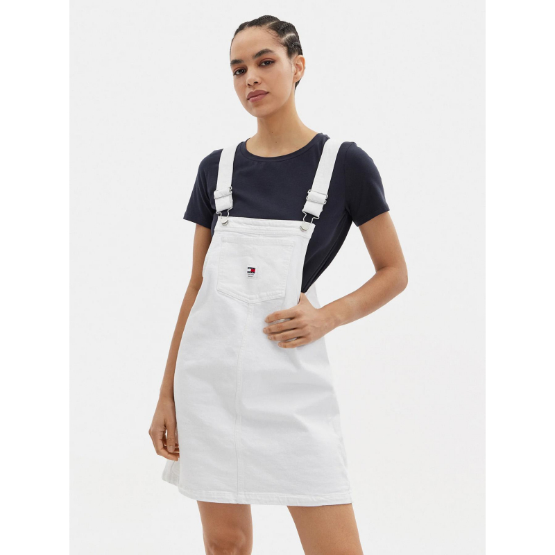 Robe salopette denim pinafore blanc femme - Tommy Jeans