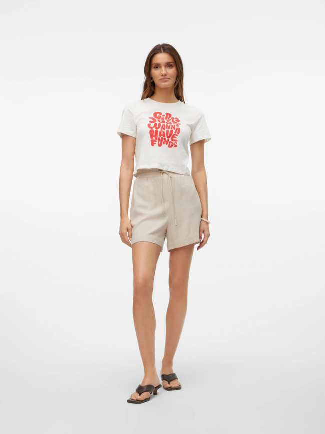 Short en lin mymilo beige femme - Vero Moda