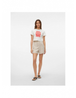 Short en lin mymilo beige femme - Vero Moda