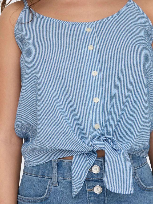 Débardeur crop noué rayé lecey bleu femme - Only