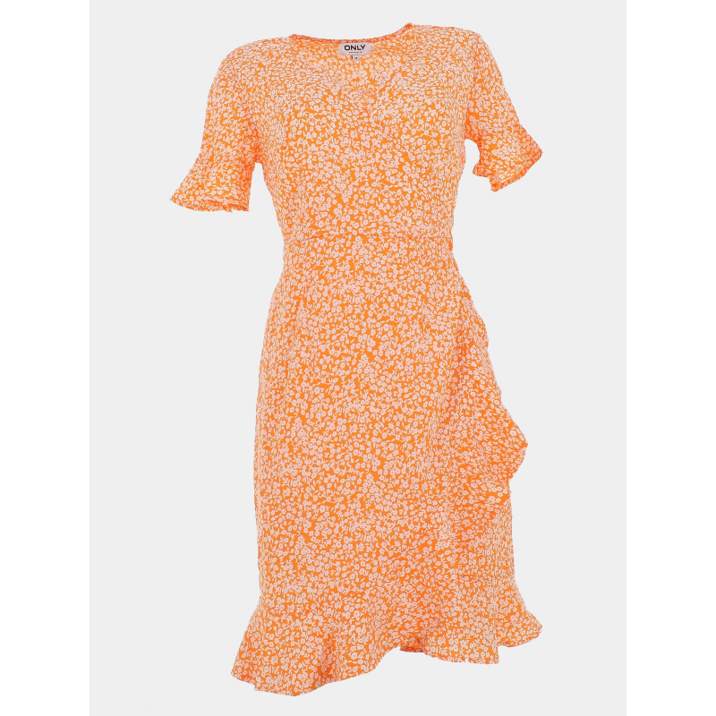 Robe portefeuille olivia imprimés orange femme - Only