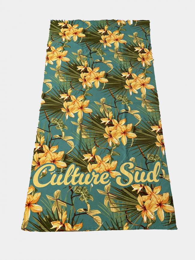 Serviette de plage manana tahiti vert jaune - Culture Sud