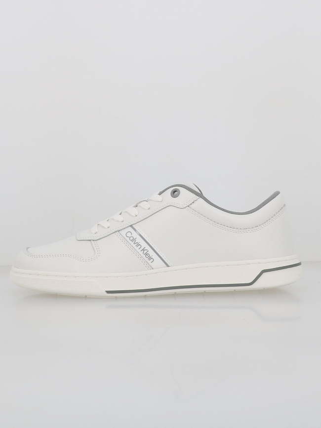 Baskets en cuir logo granite blanc homme - Calvin Klein